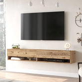 Vue de côté meuble TV mural Fable en bois clair